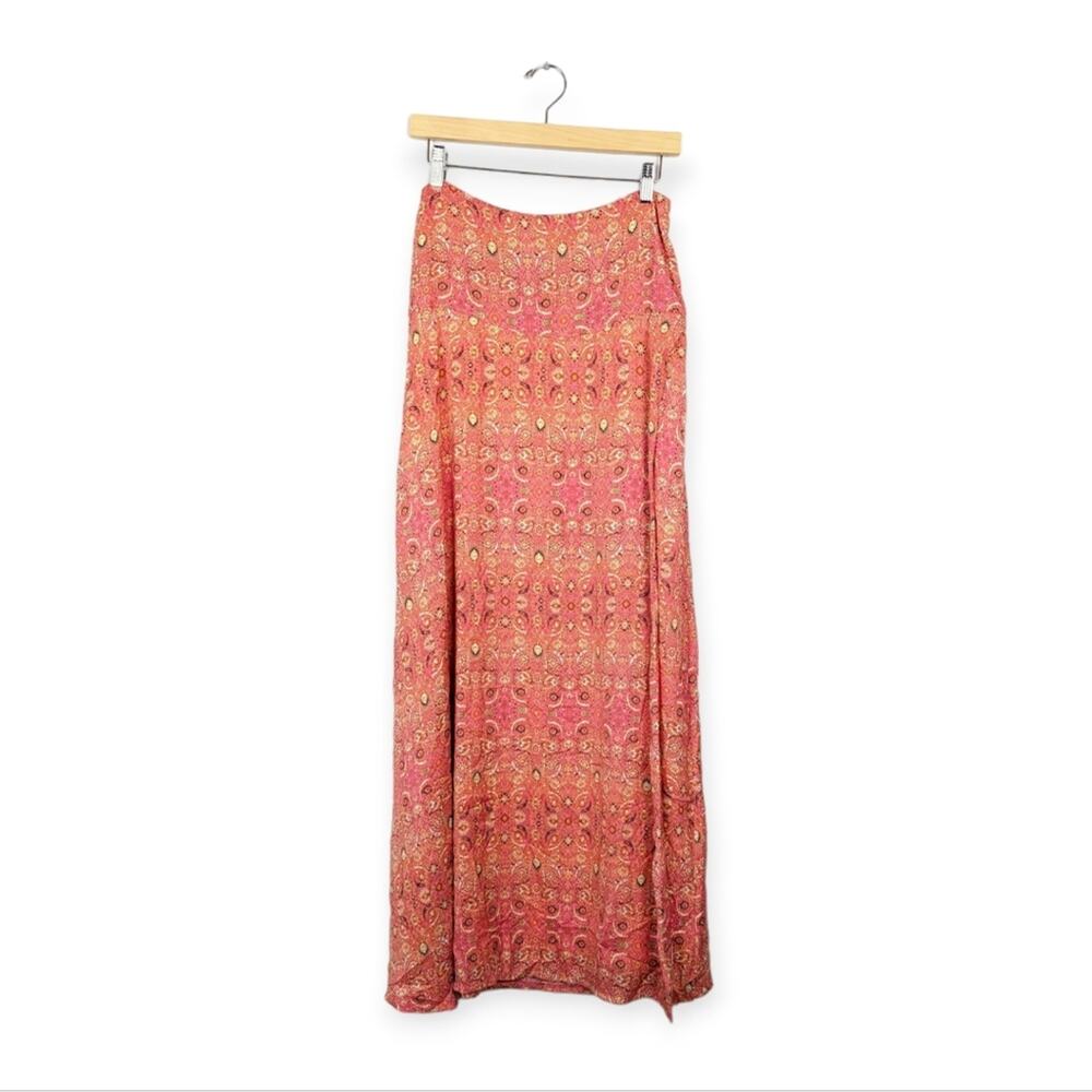 NWT Free People Pink & Orange Candy Combo Printed Maxi Skirt Size 10